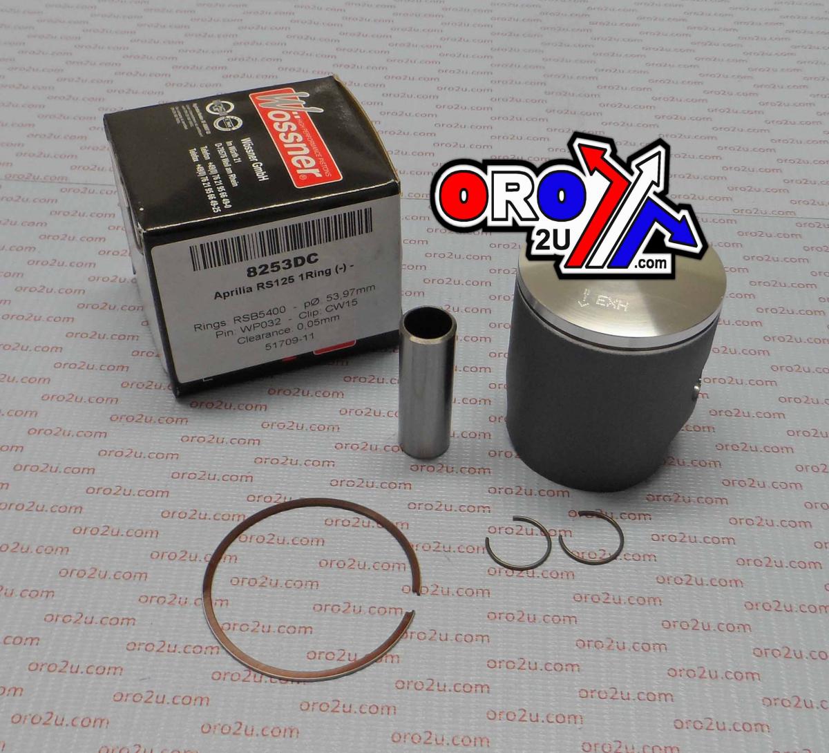 WOSSNER 54mm FORGED PISTON KIT C, APRILIA RS125, SINGLE RING