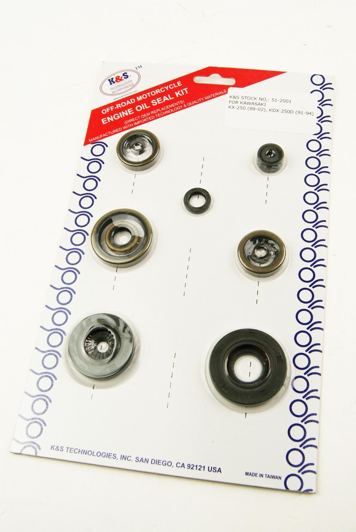 K&S ENGINE OIL SEAL SET KAWASAKI KX250 88-02, KDX250 91-94,12pcs