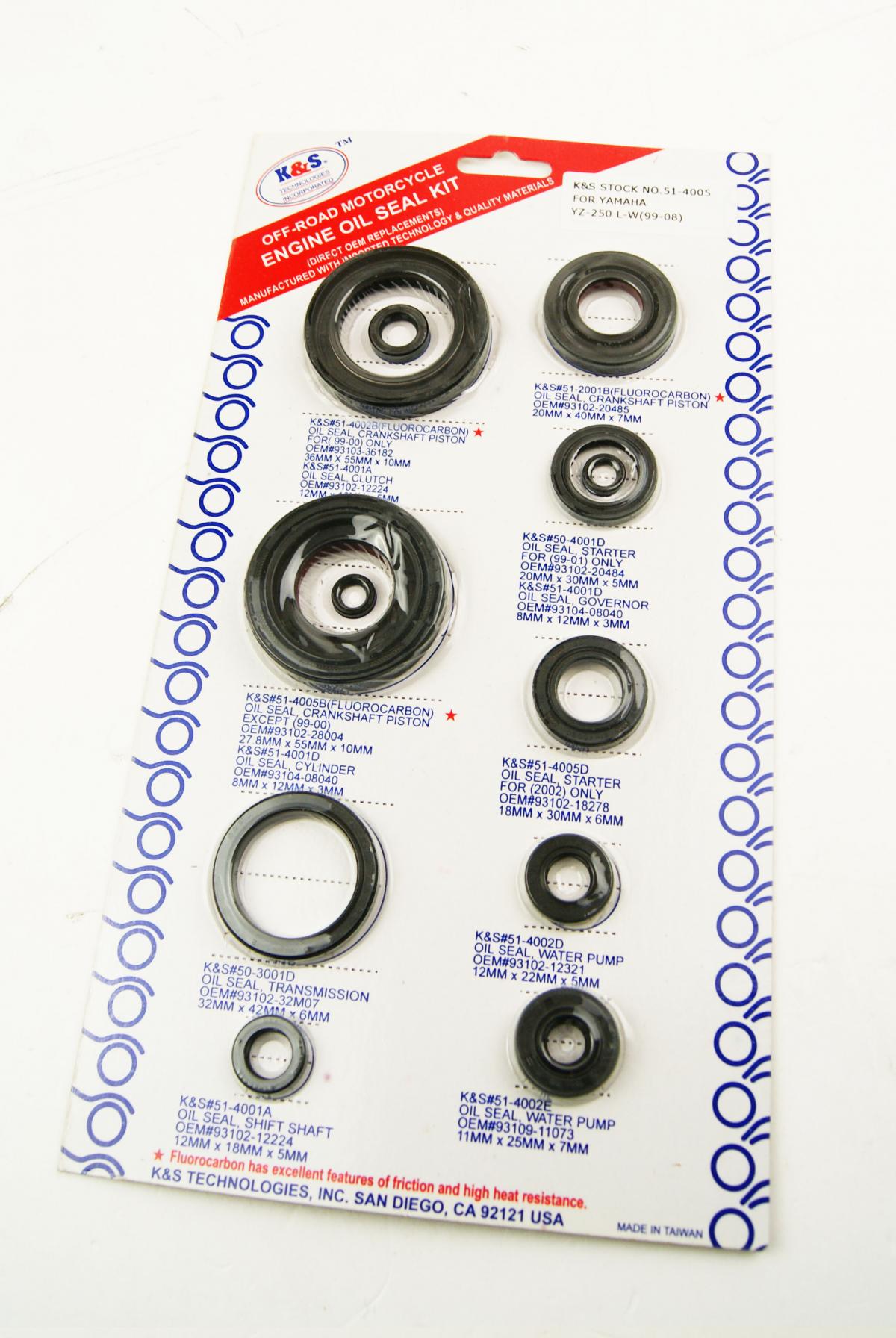 ENGINE OIL SEAL SET YAMAHA YZ250 1998-2000 12PCS