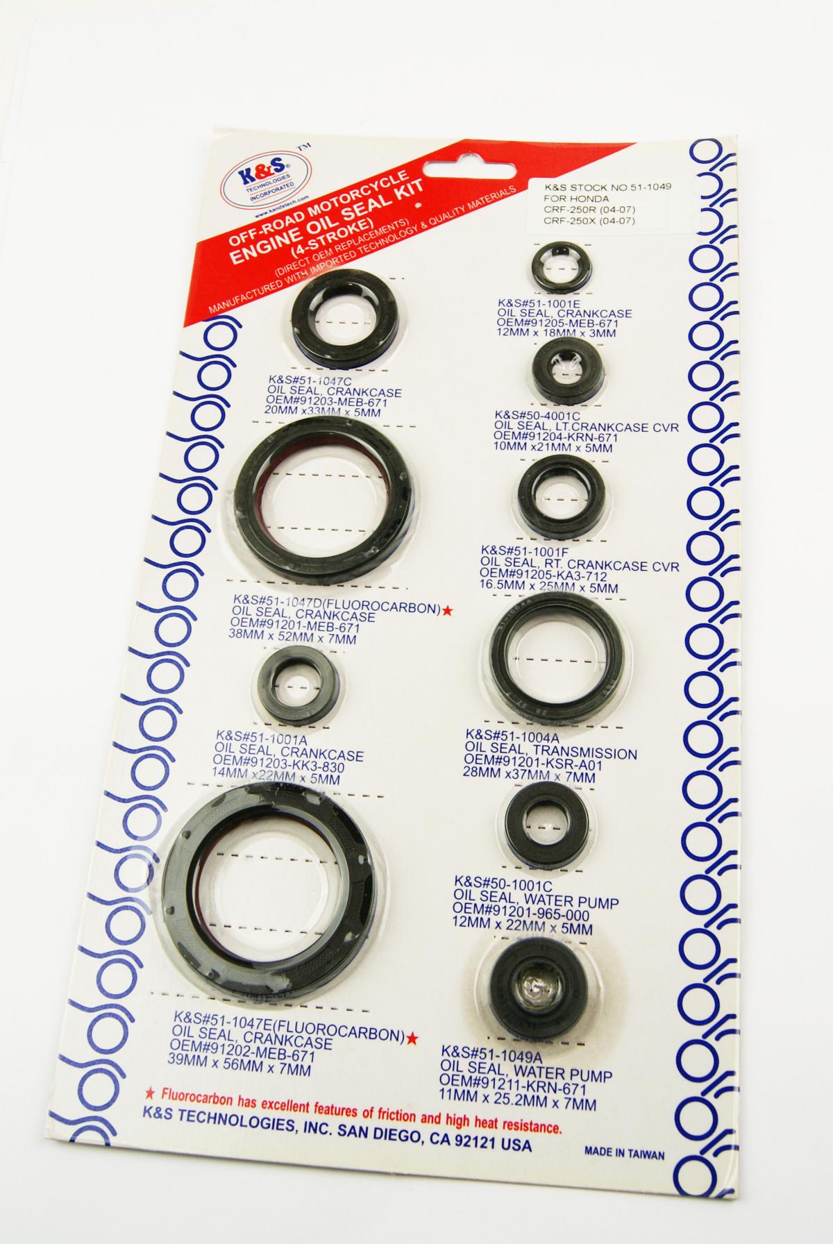 K&S ENGINE OIL SEAL SET HONDA CRF250R 2004-2009, CRF250X 2004-2013