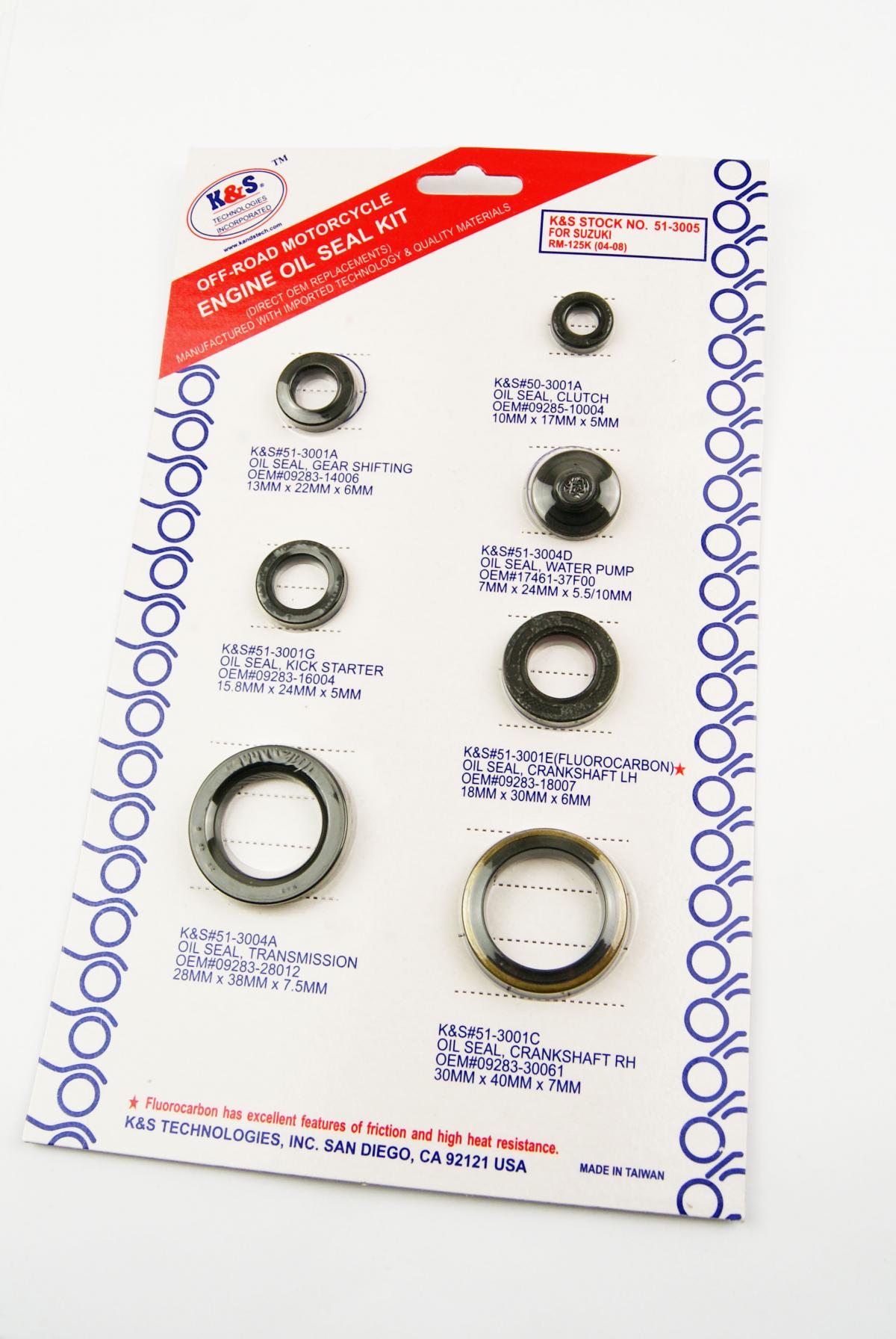 K&S ENGINE OIL SEAL SET SUZUKI RM125 2004-2008, 7pcs
