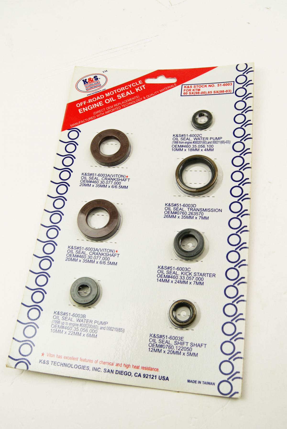 K&S ENGINE OIL SEAL SET KTM SX60 1998-2000, SX65 01-08