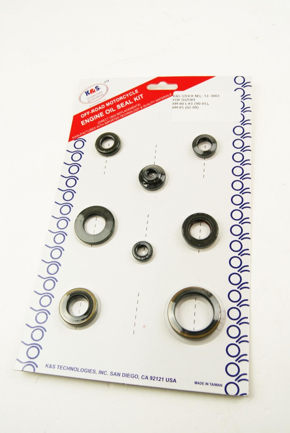 K&S ENGINE OIL SEAL KIT SUZUKI RM80 1990-2001, RM85 2002-2008 8Pcs