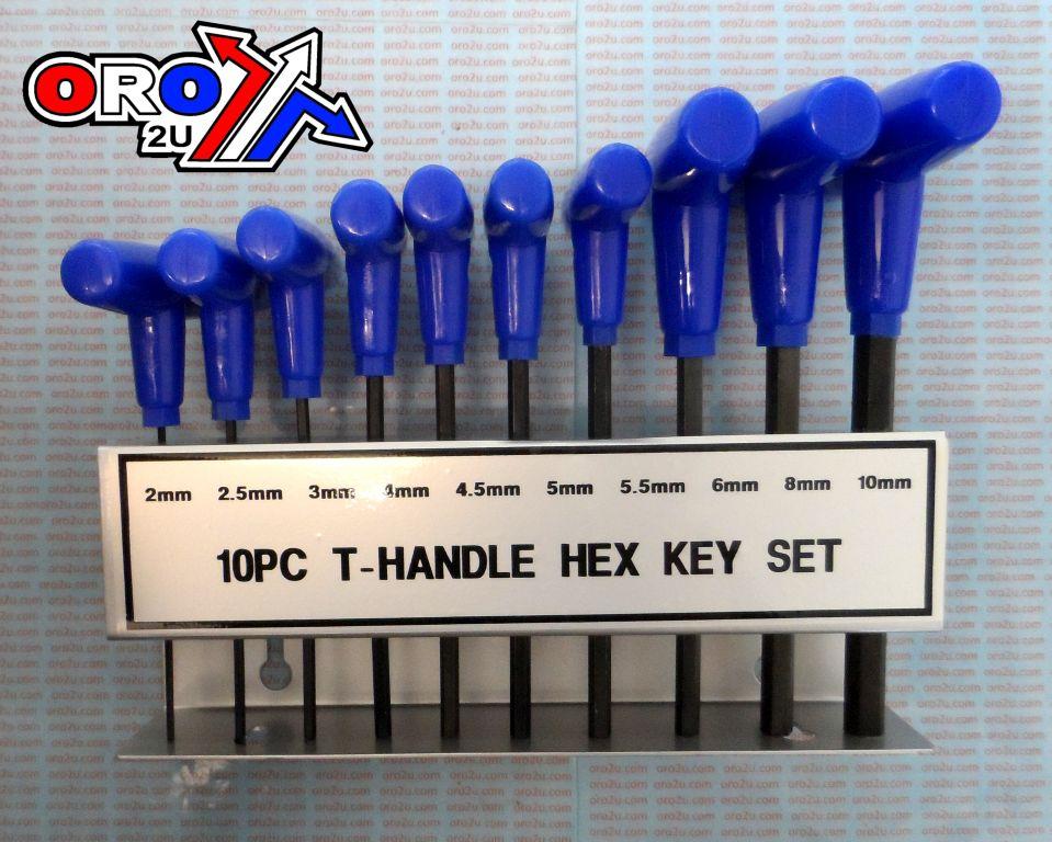 T-HANDLE HEX ALLEN KEY SET/10pc. sizes 2,2.5,3,4,4.5,5,5.5,6,8 & 10mm