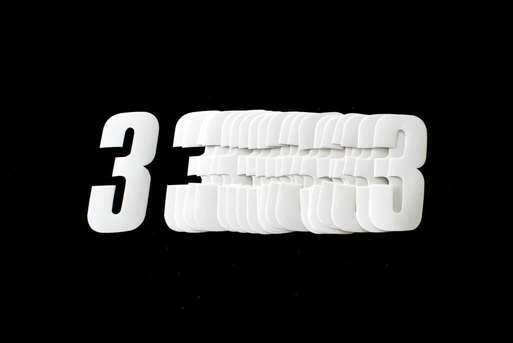 3 WHITE DECAL 4.5"/11cm PK/20