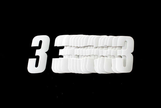3 WHITE DECAL 4.5"/11cm PK/20