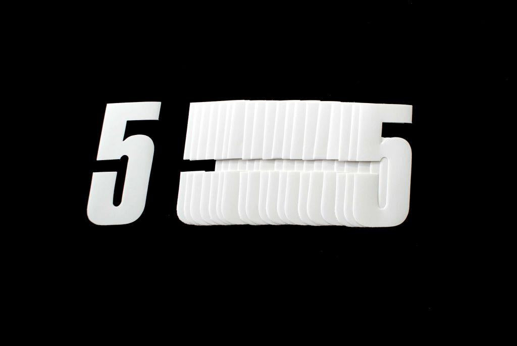 5 WHITE DECAL 4.5"/11cm PK/20