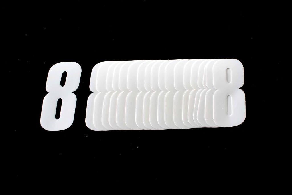 8 WHITE DECAL 4.5" 11cm PK/20
