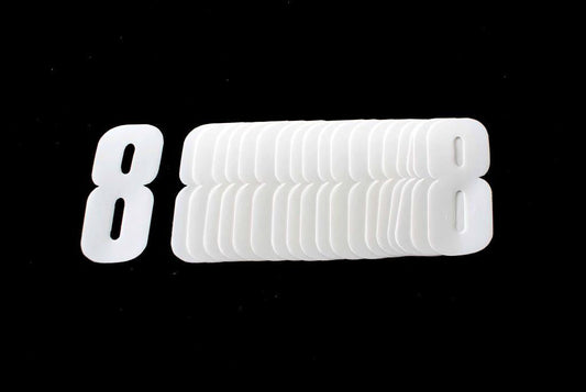 8 WHITE DECAL 4.5" 11cm PK/20