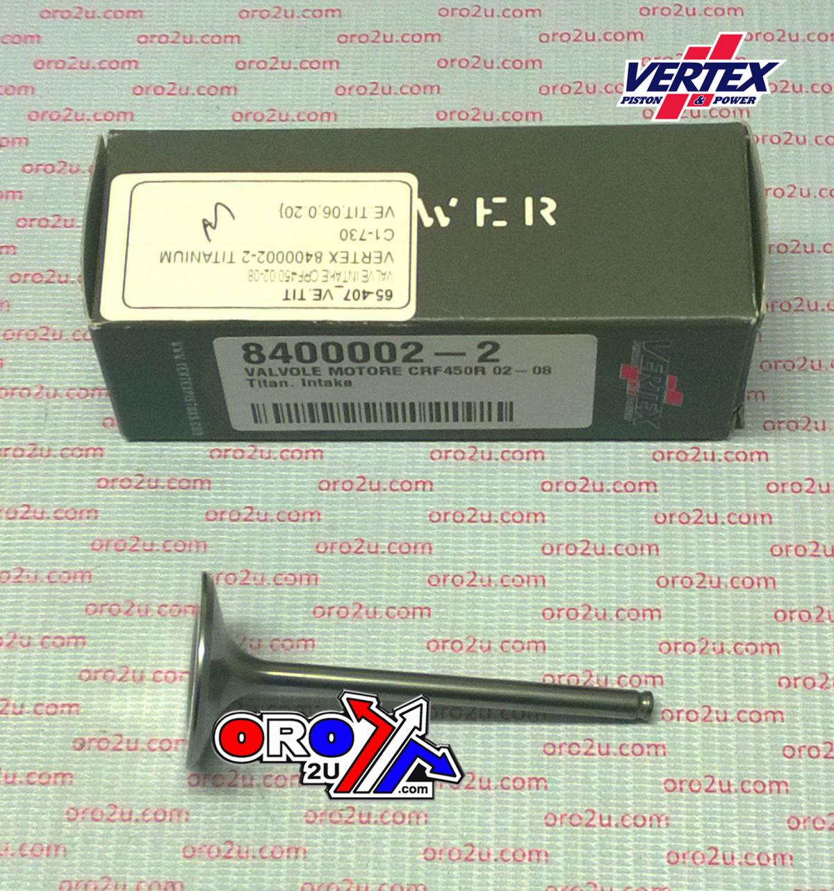 VERTEX TITANIUM INLET VALVE HONDA CRF450R 02-08, TRX450R/ER 06-13