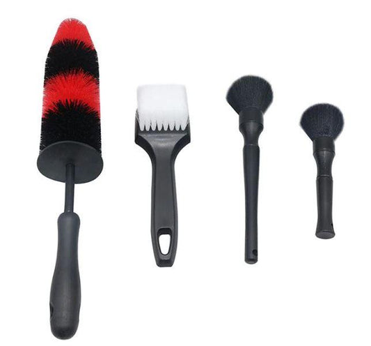 4PC WHEEL SPOKE BRUSHES + SOFT DETAILING BRUSHES CLEANING KIT