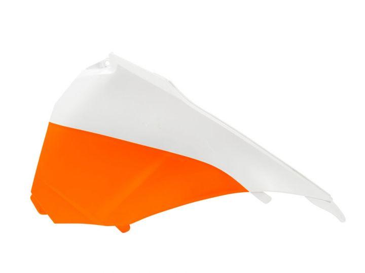 L/H ORG/WHT AIRBOX COVER KTM 125-500 EXC/EXC-F 14-16, SX/SX-F 125-450 13-15