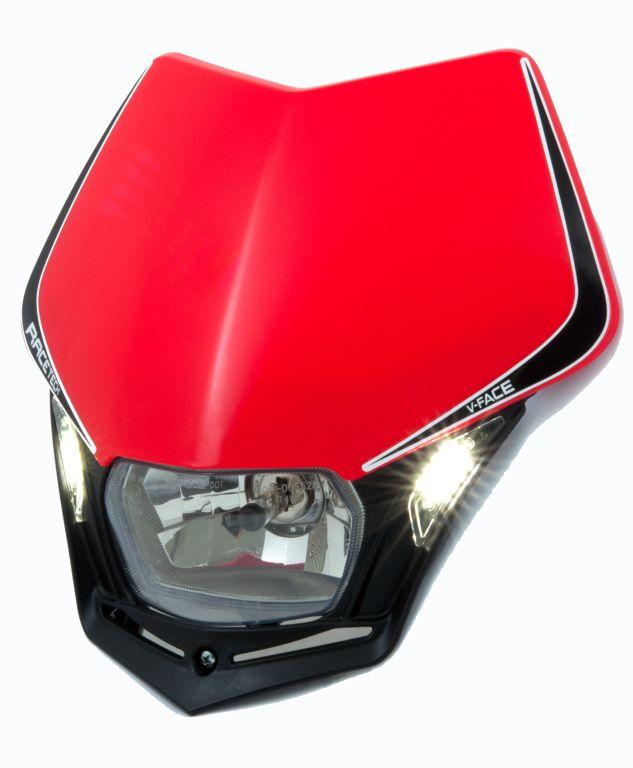 R-TECH V-FACE RED/BLACK UNIVERSAL LED HEADLIGHT