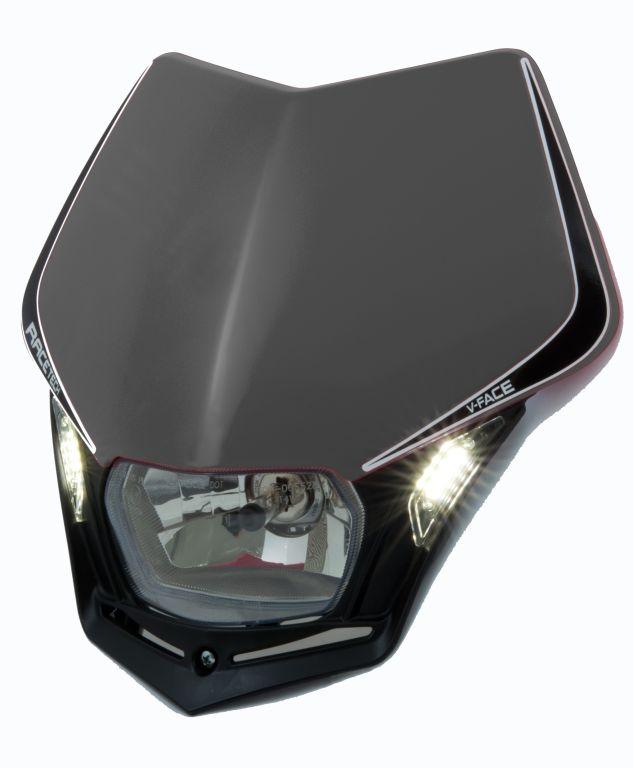 R-TECH V-FACE SILVER/BLACK UNIVERSAL LED HEADLIGHT