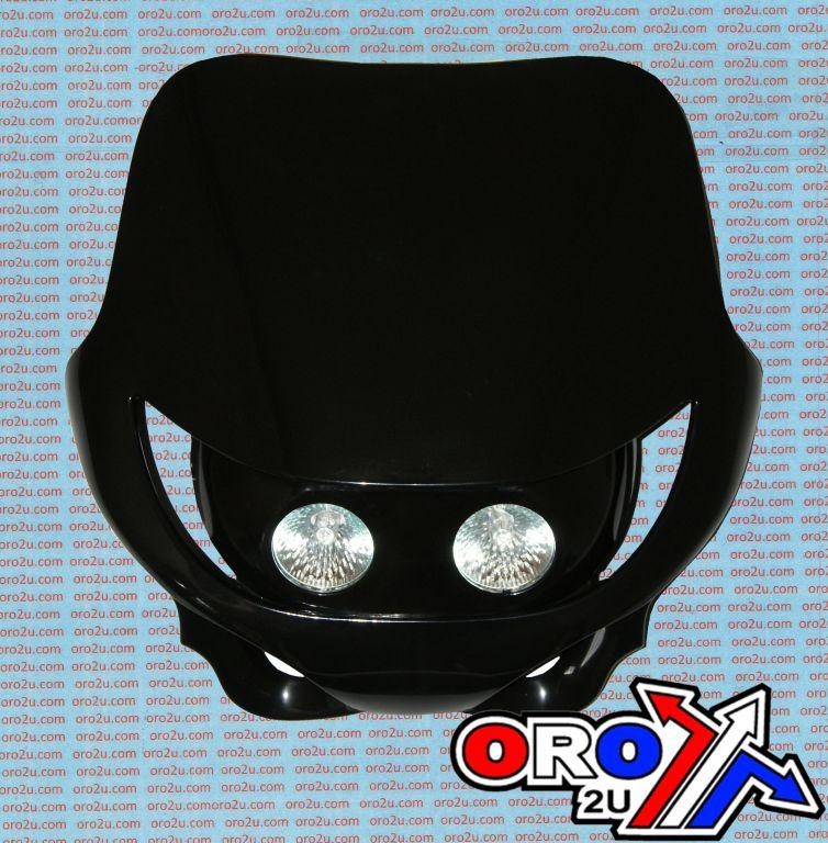 BLACK UNIVERSAL HEADLIGHT TWIN FLASH