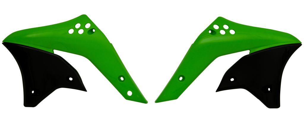 R-TECH GREEN/BLACK RADIATOR SCOOPS KAWASAKI KX250F 2006-2008