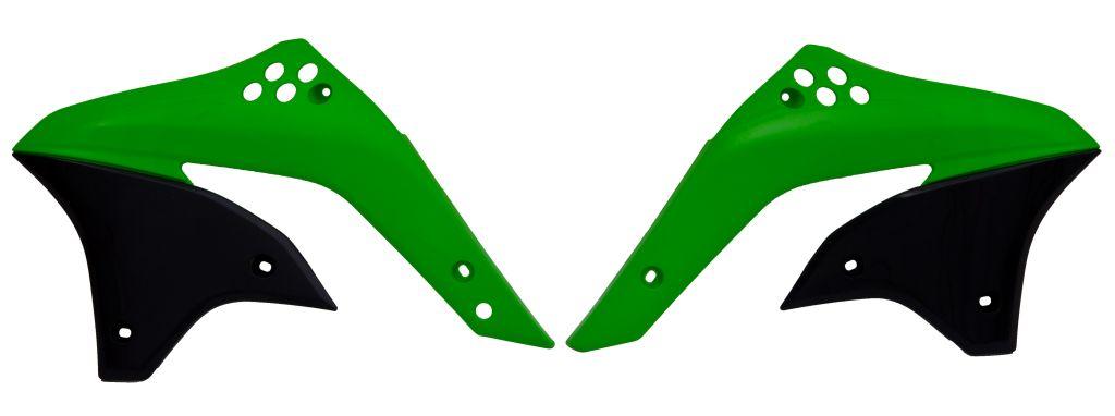 R-TECH GREEN/BLACK RADIATOR SCOOPS KAWASAKI KX450F 2006-2008