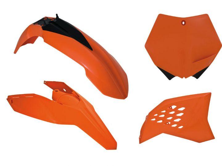 R-TECH ORANGE PLASTIC KIT/4 KTM 125-530 EXC/EXC-F 08-11, SX/SX-F 07-10