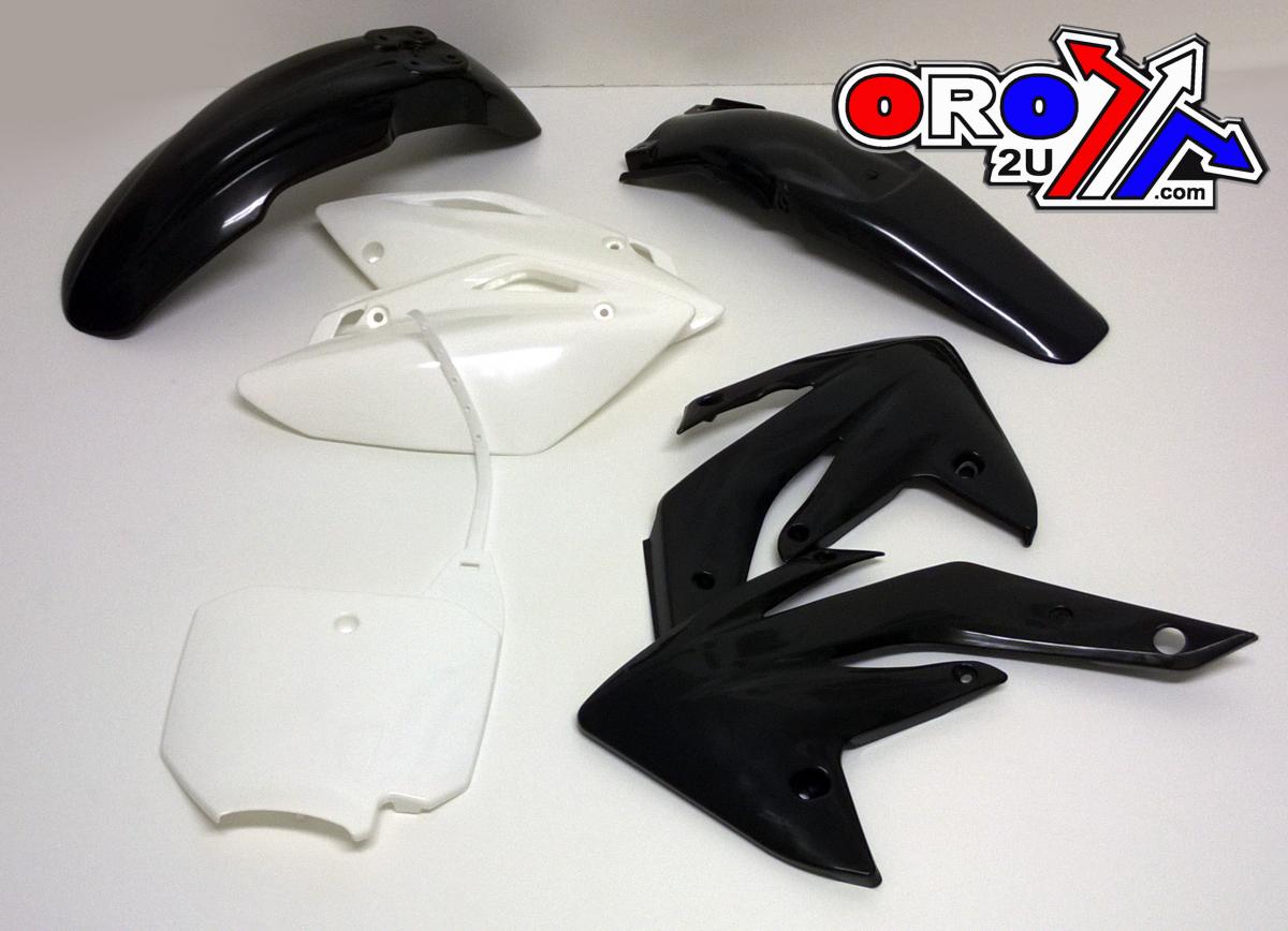 OEM STYLE BLACK/WHITE PLASTIC KIT/5 HONDA CRF150R 2007-2024