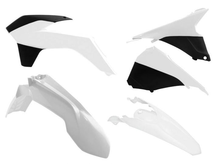 R-TECH WHITE PLASTIC KIT KTM EXC/EXC-F 2014-2016, VENTED FRONT FENDER