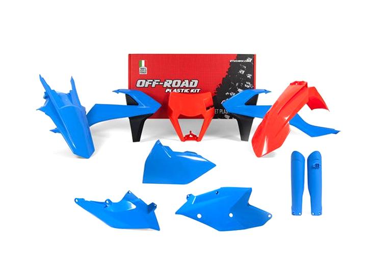 R-TECH ORANGE/BLUE PLASTIC KIT/7 KTM EXC/EXC-F 250-500 17-19, XC-W 125/150 17-19
