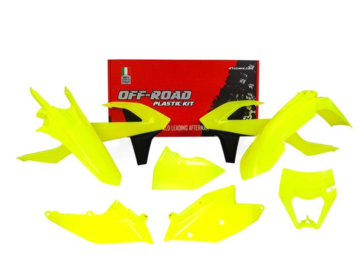 R-TECH NEON YELLOW PLASTIC KIT/6 KTM EXC/EXC-F 250-500 17-19, XC-W 125/150 17-19