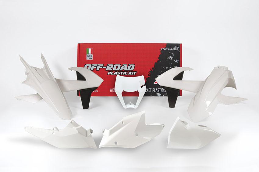 R-TECH WHITE PLASTIC KIT/6 KTM EXC/EXC-F 250-500 17-19, XC-W 125/150 17-19