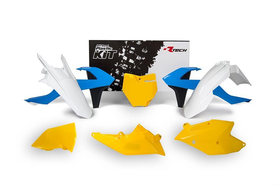 R-TECH BLUE/YELLOW/WHITE PLASTIC KIT/6 KTM SX/SX-F 2016-2018, XC/XC-F 2017-2018