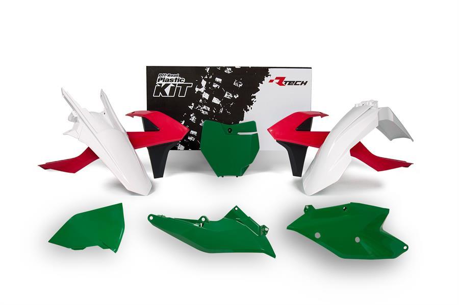R-TECH RED/GREEN/WHITE PLASTIC KIT/6 KTM SX/SX-F 2016-2018, XC/XC-F 2017-2018