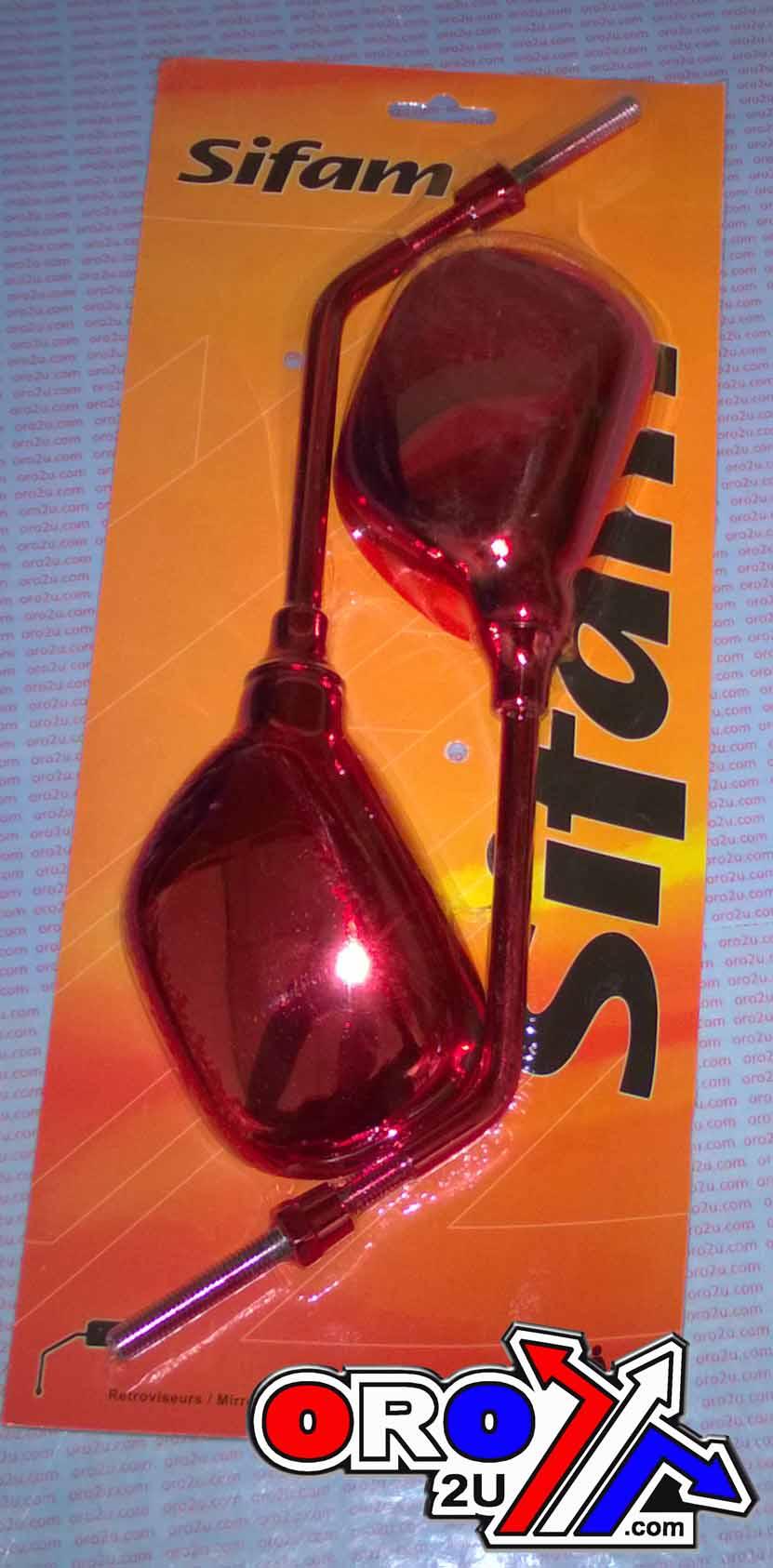 UNIVERSAL RED CHROME RETRO MIRROR, PAIR
