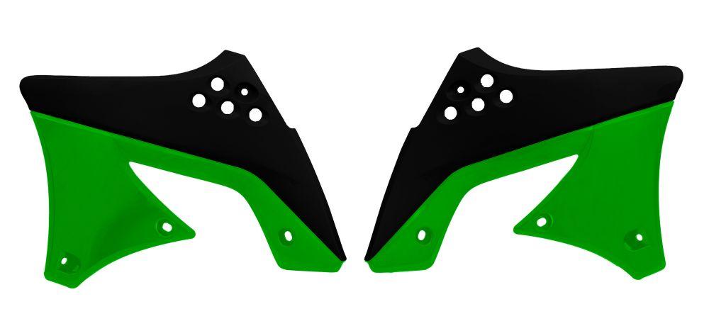 R-TECH BLACK/GREEN RADIATOR SCOOPS KAWASAKI KX250F 2009-2012