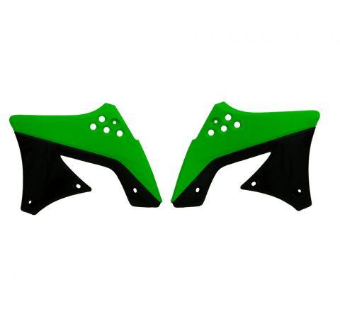 R-TECH GREEN/BLACK RADIATOR SCOOPS KAWASAKI KX250F 2009-2012