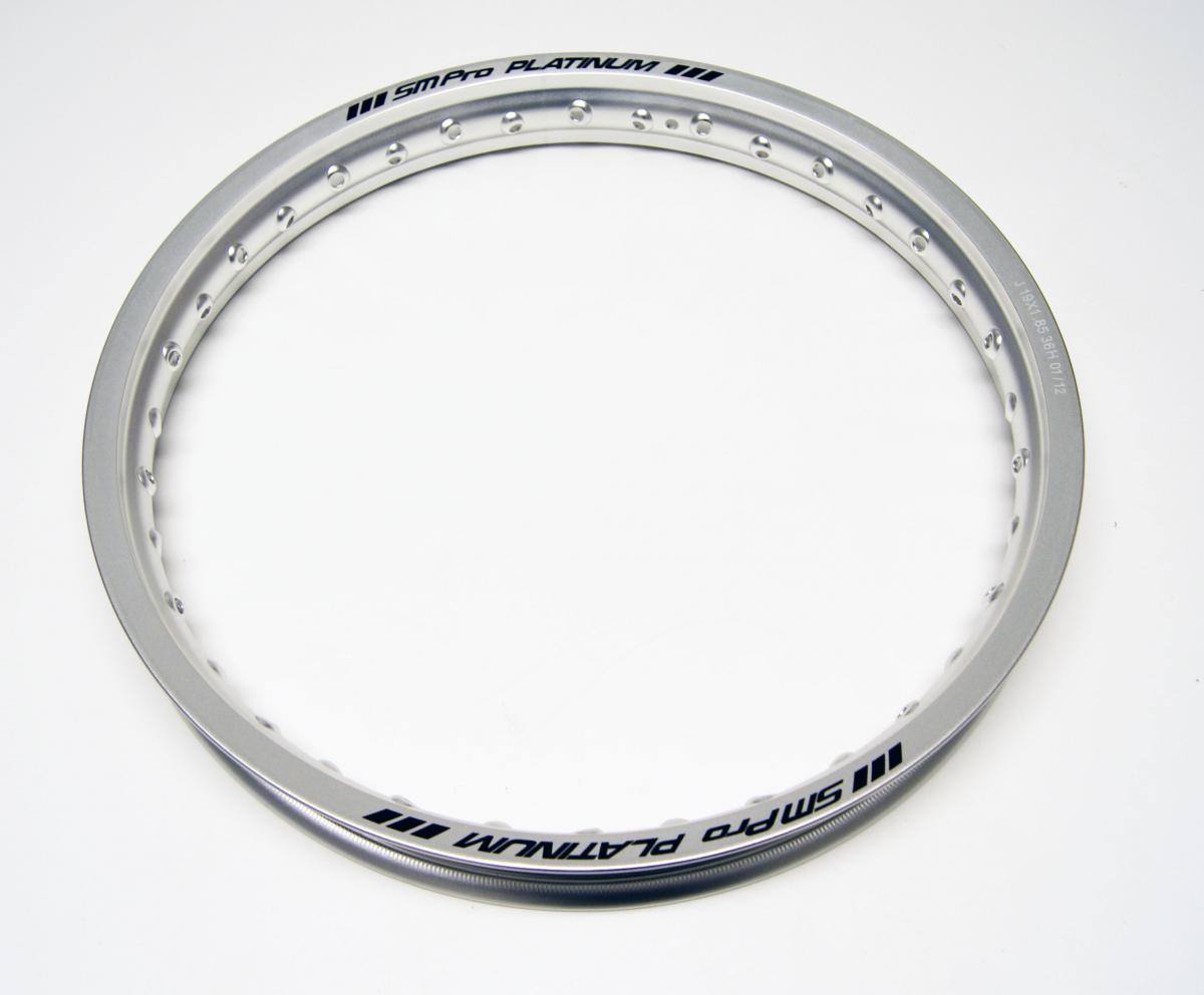 SM PRO PLATINUM MATT SILVER RIM 185-19, 36 SPOKE HOLE