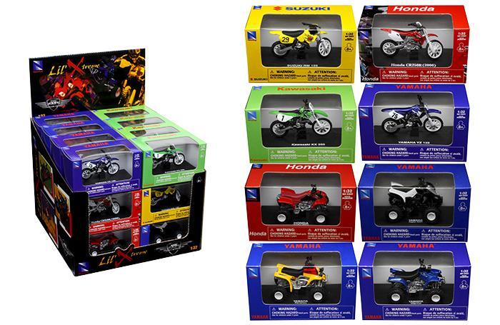 NEWRAY DIE CAST DIRT BIKE / ATV, 8 STYLES, 12 DIRT BIKES & 12 ATVS, SCALE 1:32