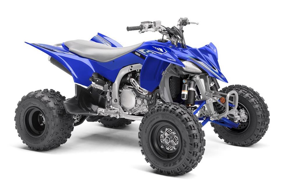 NEWRAY DIE CAST MODEL YAMAHA YFZ450 2008, BLUE AND SILVER, SCALE 1:12