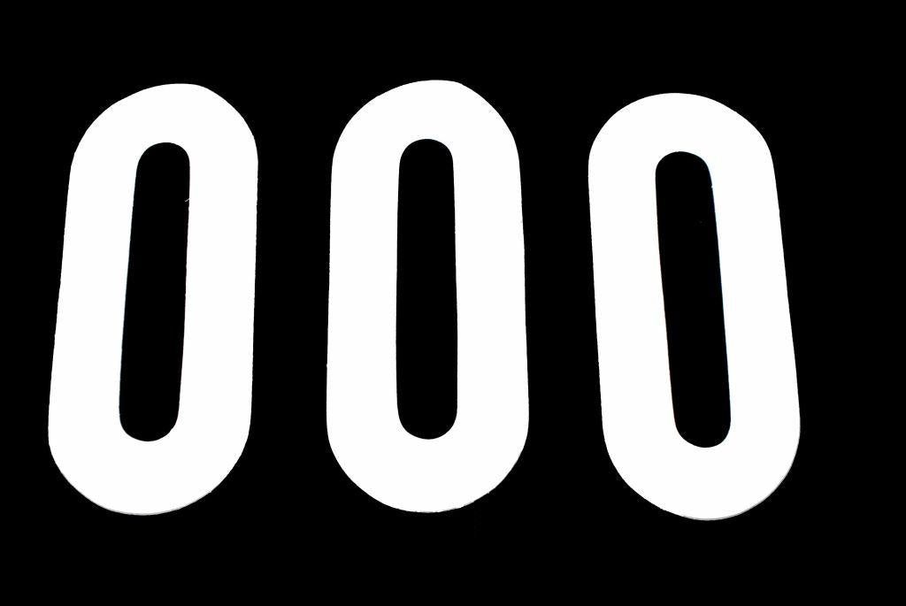 0 THICK WHITE DECAL 8" [x3]