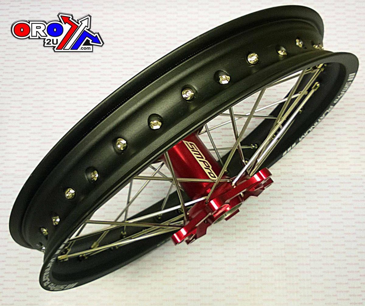 SM PRO 18x2.15 REAR WHEEL BLACK RIM, RED HUB
