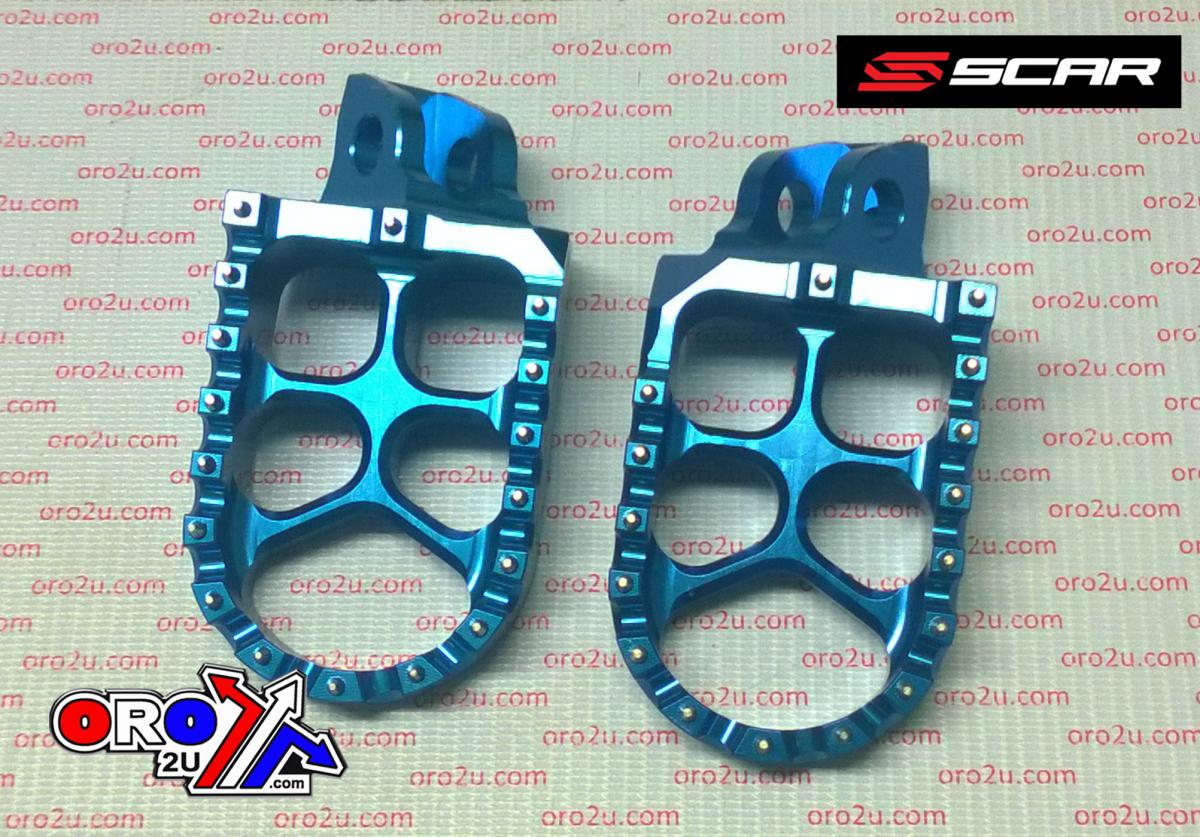 SCAR BLUE ALUMINIUM FOOT PEGS KAWASAKI KX85 01-23, KX100 01-21, KX112 22>