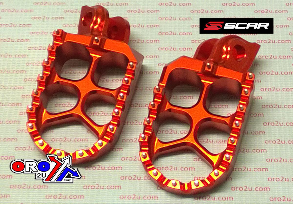 SCAR ORG/RED ALUMINIUM FOOTPEGS KTM SX80/85/105 1998-2017