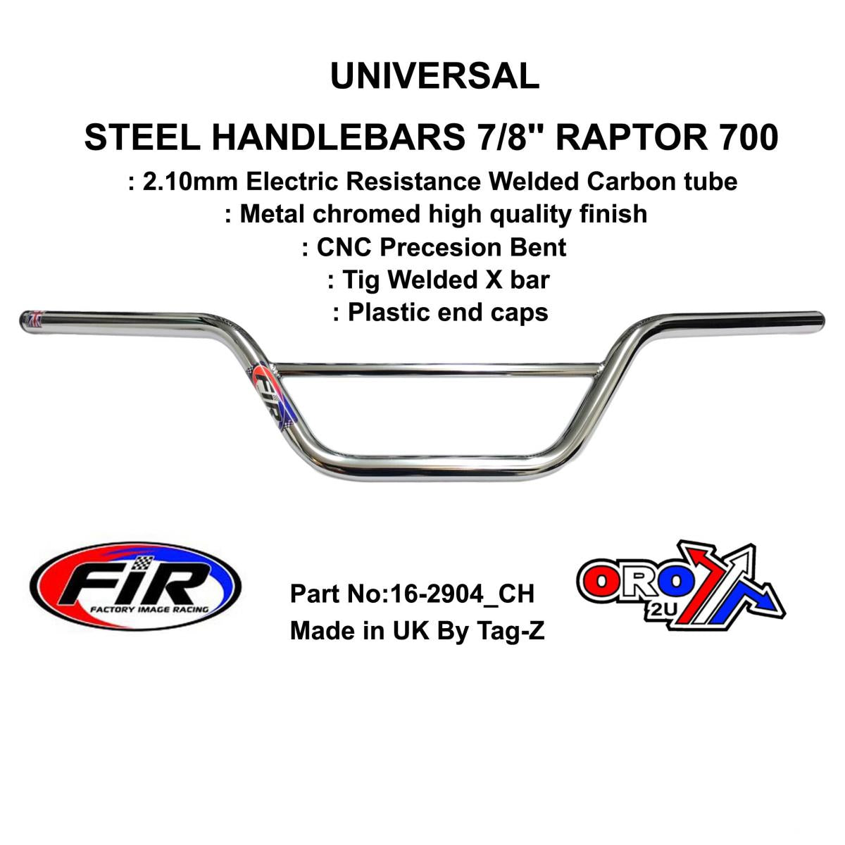 STEEL HANDLEBARS 7/8 YFM700R, METAL CHROME PLATED FINISH,  / REF 48-811 / 811-01