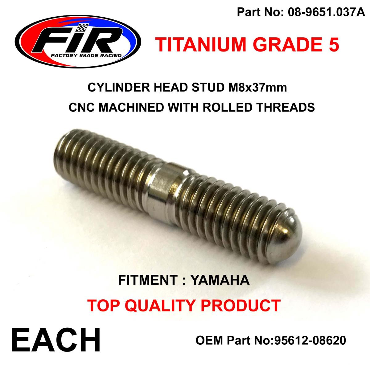 TITANIUM G5 EXHAUST STUD M8x37mm (A) EACH, YAMAHA YZ250F 01-18