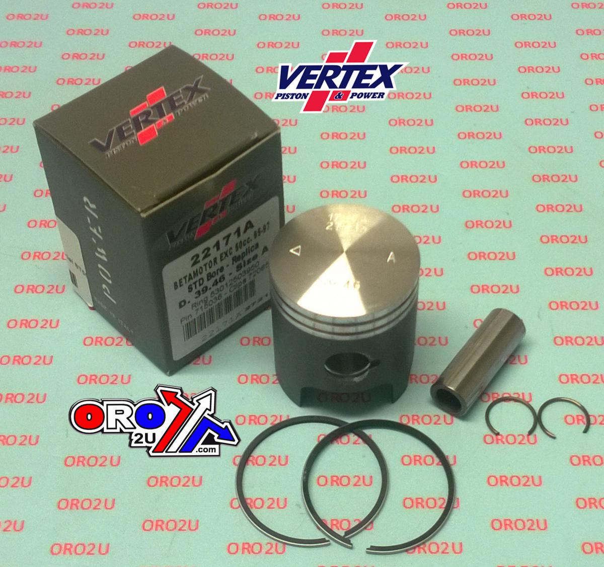 PISTON KIT VERTEX 39.5 C BETA MOTOR RK6/K50 94-97, VERTEX 22171C KTM 50