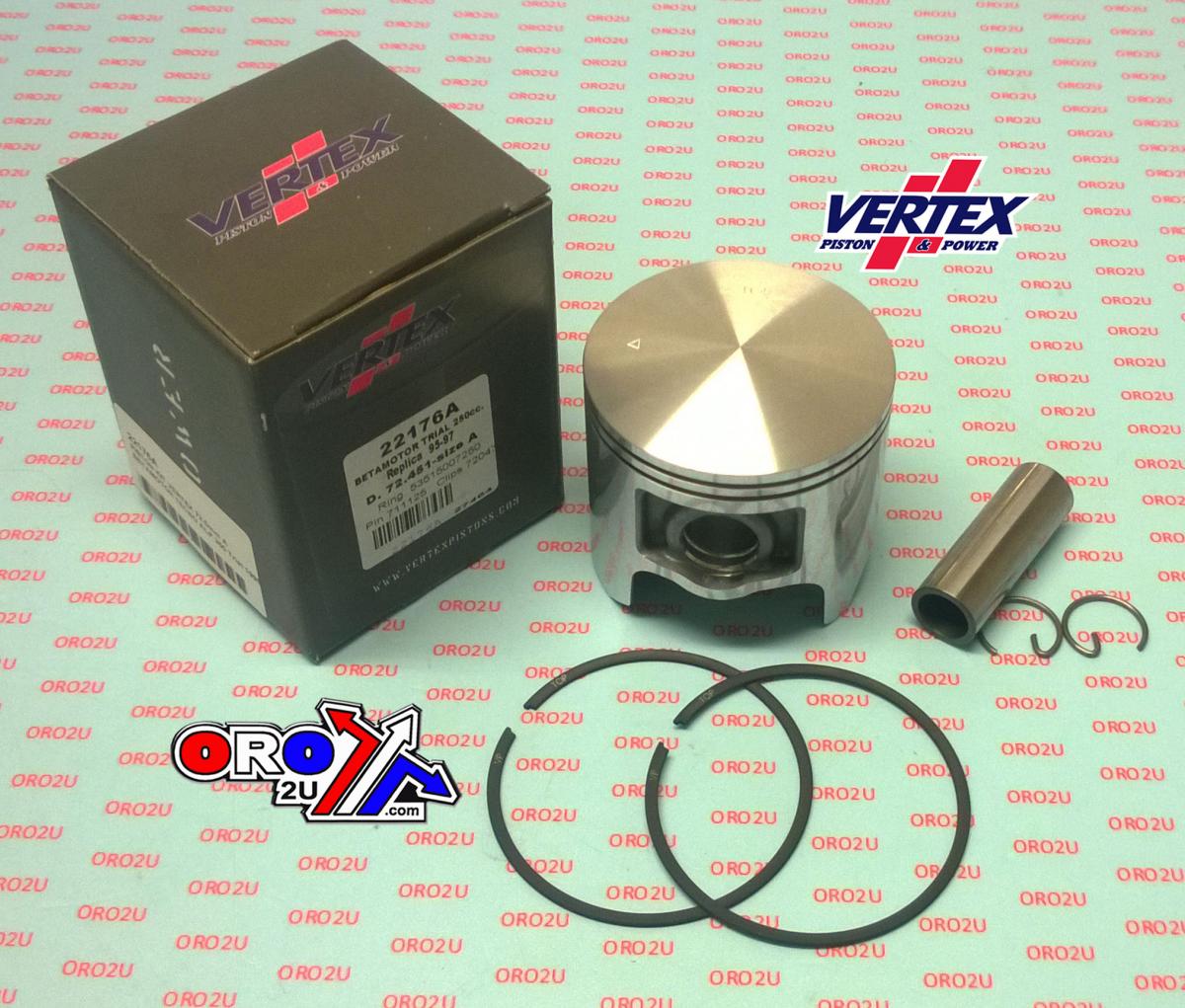 PISTON KIT VERTEX 72.5 A BETA TECNO-ALP 250 95-97, VERTEX 22176A BETA MOTOR