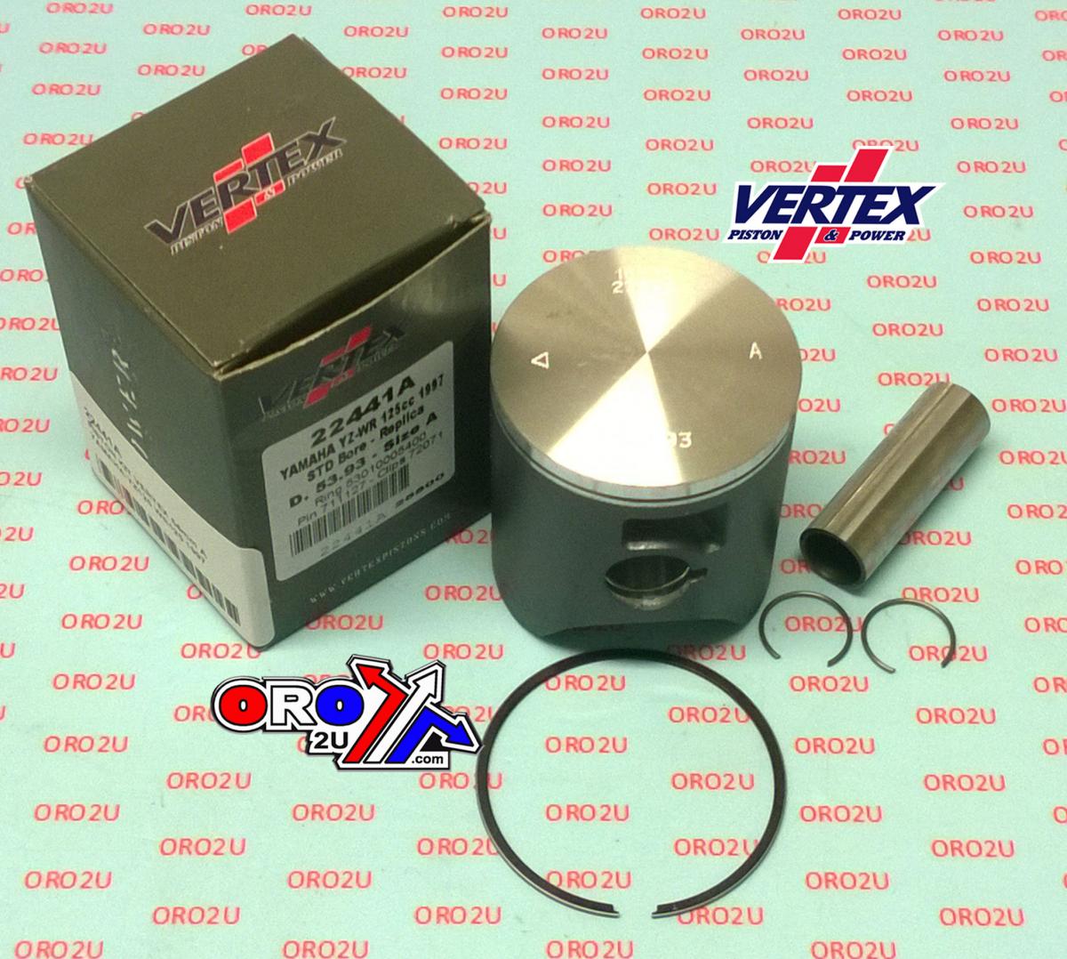 PISTON KIT VERTEX 54.5 YAMAHA YZ125 1997, VERTEX 22441050 OS +0.50