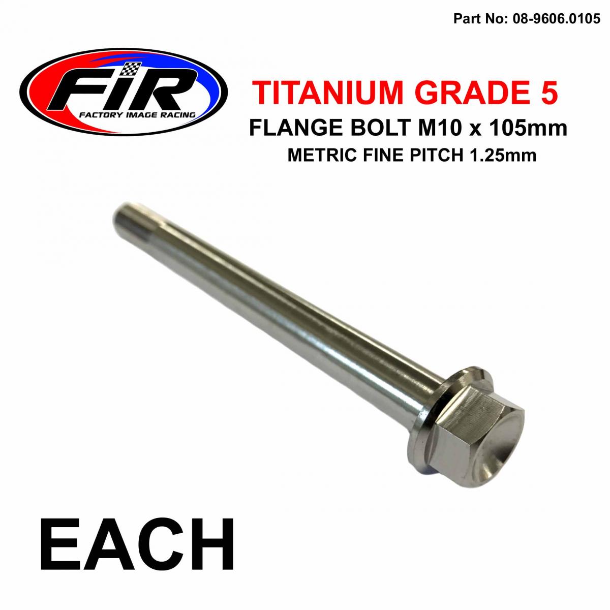 TITANIUM GR5 BOLT M10 x 105mm EACH, METRIC FINE 1.25mm / GRADE 5