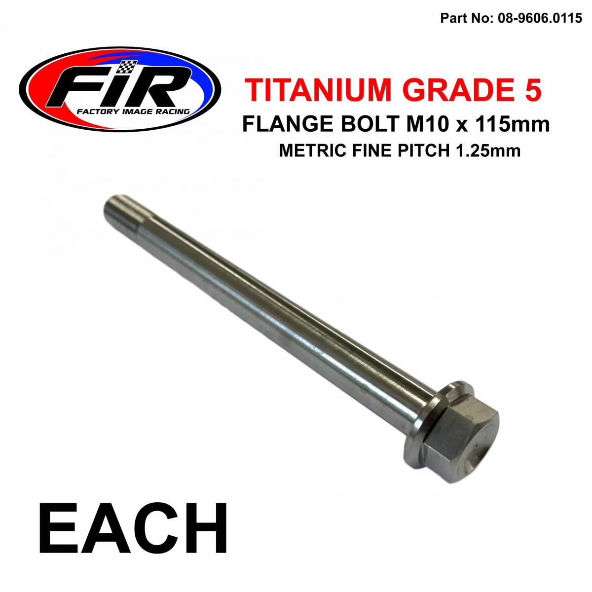 TITANIUM GR5 BOLT M10 x 115mm EACH, METRIC FINE 1.25mm / GRADE 5
