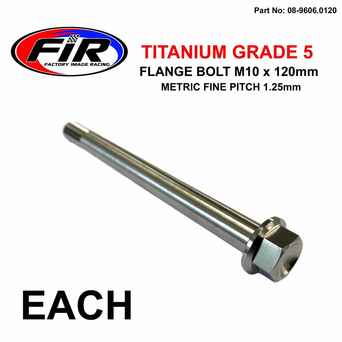 TITANIUM GR5 BOLT M10 x 120mm EACH, METRIC FINE 1.25mm / GRADE 5