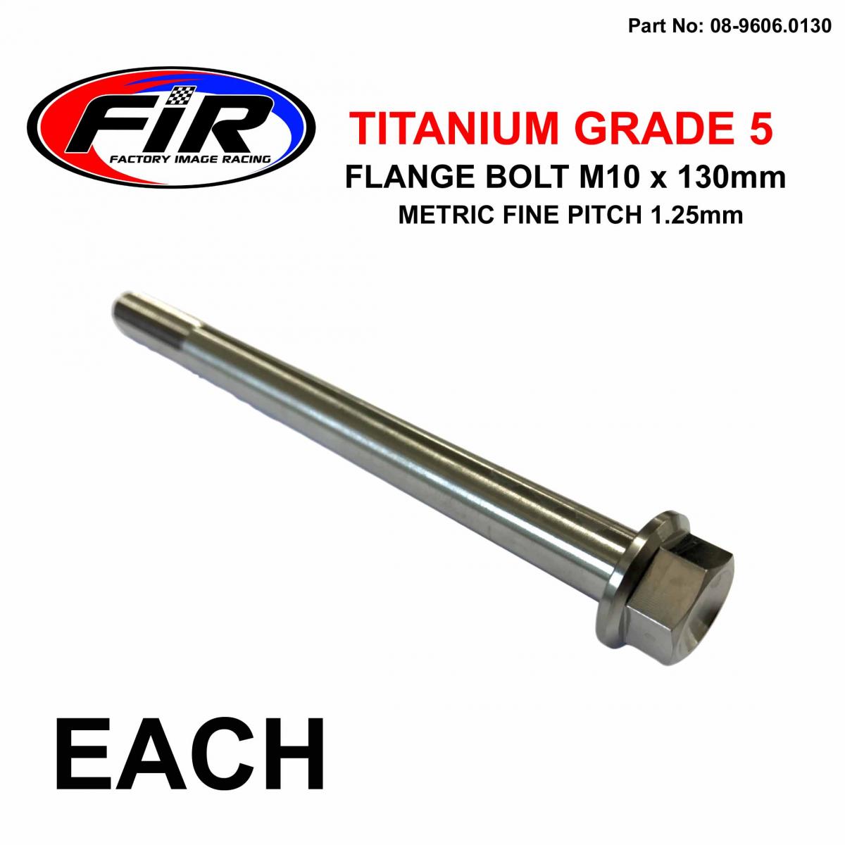 TITANIUM GR5 BOLT M10 x 130mm EACH, METRIC FINE 1.25mm / GRADE 5