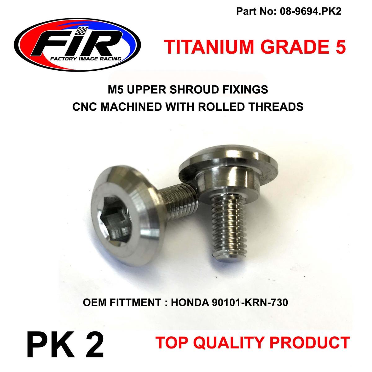M5 RAD SHROUD BOLTS HONDA PK 2, TITANIUM GRADE 5 / , OEM REF: 90101-KRN-730