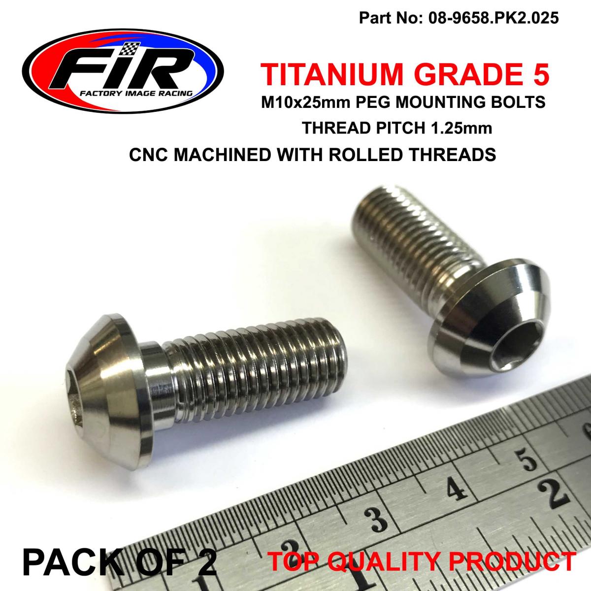 TITANIUM GR5 M10x1.25x25mm PK2, SUZUKI PEG MOUNT BOLTS, 09103-10415, 09103-10415